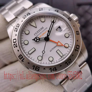42 mm luksusowej marki automatyczne mechaniczne zegarki męskie wojskowy szafirowe, pasek ze stali nierdzewnej wodoodporny data zegarek dla mężczyzn