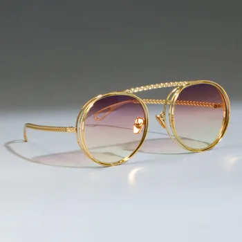 47803 metalowe łańcuchy okulary Mężczyźni Kobiety steampunk retro płaska góra odcienie UV400 CCSPACE rocznika markowe okulary projektant Oculos