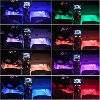 4Pcs Car RGB LED Strip Light Car Auto Decorative Flexible Colored LED Strip Atmosphere Lamp Kit reflektor przeciwmgłowy z pilotem zdalnego sterowania