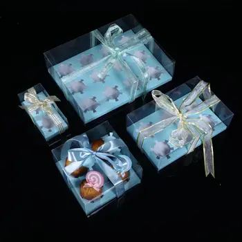 50 / 100szt PET folie cukierki pudełka kwadratowy przezroczysty czekolada pudełko do przechowywania ślubne pamiątki słodycze pudełka torby boże Narodzenie D