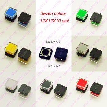 500Sets 12X12mm Total H=10MM (3 in1) Switch+2parts Caps Momentary 4PIN SMT/DIP Tact Switch Push Button Switch Micro Key Button