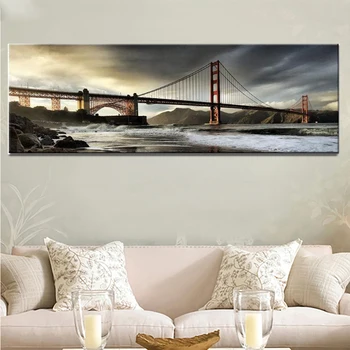 5D DIY Diamond Painting Stick Diamond Golden Gate Bridge City Landscape Omni Drill Haft 3D Krzyżem mozaika sztuka