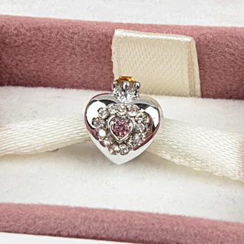 5szt stop spacer koralik antyczny kolor srebrny miłość różowy kryształ Korona serce koralik pasuje bransoletka naszyjnik DIY biżuteria dziewczyna prezent