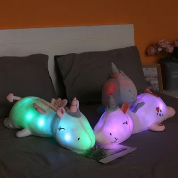 60 cm świecące zabawki pluszowe dla zwierząt Jednorożec kolorowe led wypchane zabawki konia słodkie światło pony lalka dzieci dziewczyny, prezenty na urodziny