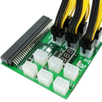 6Pin Power Module Breakout Board Kit with 12 Power 1600W GPU Ethereum For HP Mining Replace Display to PSU Cords LED L1N8