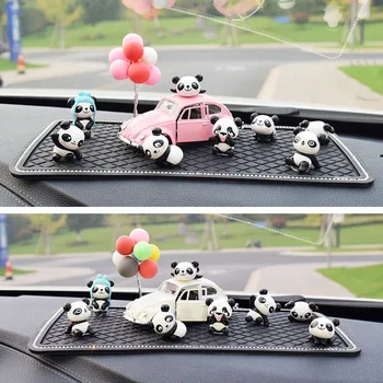8PC Personality Panda Car Jewelry Ornaments Cute Car Decoration High-end Car Central Control Interior Auto Products Accessories