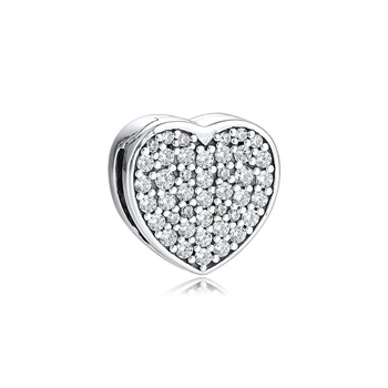 925 srebrne koraliki utorować serce klip Urok kobieta DIY koraliki do wyrobu biżuterii odpowiednie Europejski srebro bransoletki