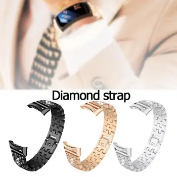 Akcesoria Kryształ rhinestone ze stali nierdzewnej, metalowe, paski do zegarków bransoletka do Galaxy Gear Fit 2 Fit2 PRO SM-R360