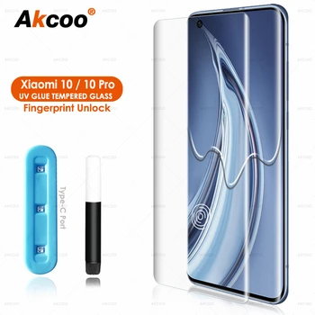 Akcoo Mi 10 Pro Screen Protector UV Full Glue film for Xiaomi 10 tempered glass mi 10 ultra glass film with oleophobic coating