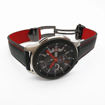 AKGLEADER 20/22 mm pasek do zegarka Galaxy Watch 46 mm z włókna węglowego styl Skórzany pasek do zegarka Samsung Gear S3 Huawei GT pasy