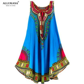 Allukasa African for Women Fashion Dashiki Dress Vetement Femme Robe Africaine 3d Africa Clothing