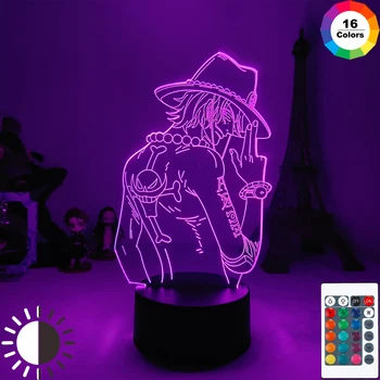 Anime One Piece Luffy rysunek 3D lampa lampy stołowe USB zmiana koloru lantern candle kostium dziecko śpi LED Night light chłopiec prezenty na Urodziny