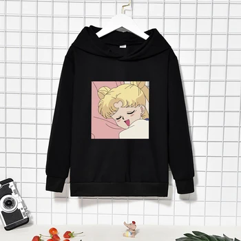Anime piękna dziewczyna z kapturem, swetry dla dzieci Jesienna bluza casual Harajuku Kawaii kreskówka druku bluzy chłopcy dziewczynki bluzki