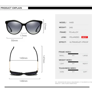 AORON luksusowe spolaryzowane okulary damskie modne okrągłe okulary klasyczny design kocie oko UV400 okulary