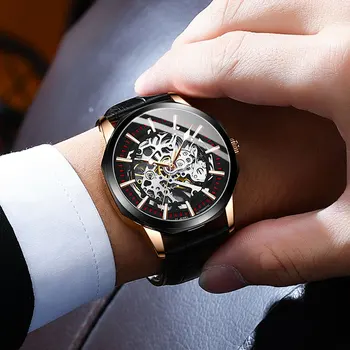 APNUONR zegarek męskie zegarki automatyczne mechaniczne zegarki męskie moda trend puste świecące wodoodporny zegarek top brand new