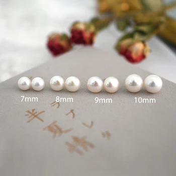 ASHIQI Real Natural słodkowodne perły kolczyki pręta dla kobiet ,biały, różowy, fioletowy srebro próby 925 pozłacane biżuteria