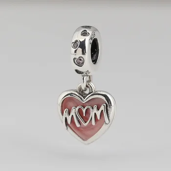 Autentyczne S925 srebrny koralik DIY biżuteria serce mama Mama Urok nadaje się Pani bransoletka Bransoletka