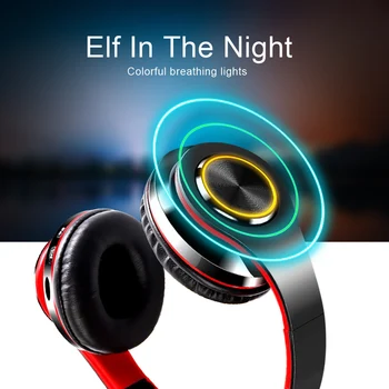 B39 LED kolorowe światła oddechowe Bluetooth 5.0 słuchawki przenośna składana bezprzewodowy zestaw słuchawkowy słuchawki z mikrofonem FM obsługa kart TF