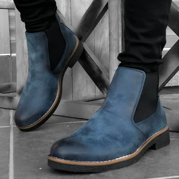 BA0058 Chelsea Step-in Wheel Skin ciemno-niebieski męskie buty 2021 zimowa moda zamsz skóra standardowy formularz