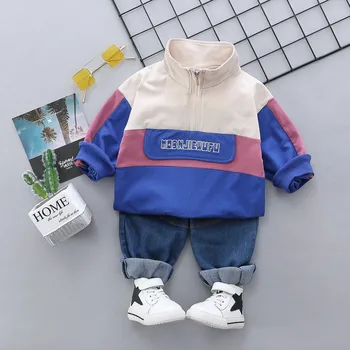 Baby Boy Clothing Set Kids Casual Sport Outfit koszulka z długim rękawem + spodnie jeansowe 2 szt. mały chłopiec jesienne zestawy odzież Dziecięca