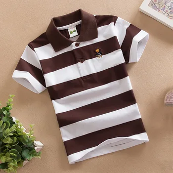 Baby Boy Polo Shirt 2-15 Lat Nastolatki Letnia Odzież Dziecięca Dla Dzieci Topy Koszule Z Krótkim Rękawem Moda Paski