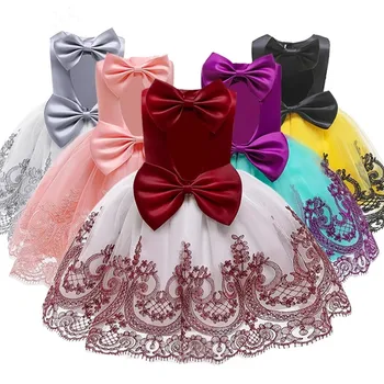 Baby Girl Princess Chrzest sukienka dla dziewczynki Childen Big Bow Open Back Costume Carnival Party Children Dress Up