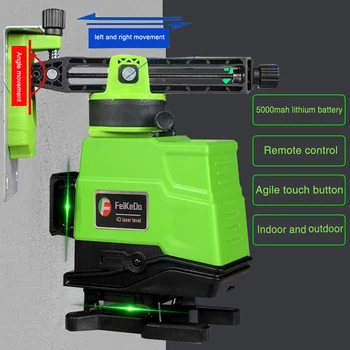 Bateria 2pcs 5000Mah nowy niemiecki lasera 520NM 16 line 4D laser poziom 360 pionowa i pozioma Самонивелирующаяся poprzeczna linia