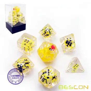 Bescon Novelty Polyhedral Dice Set YellowDuck, Yellow Duck RPG Dice set of 7