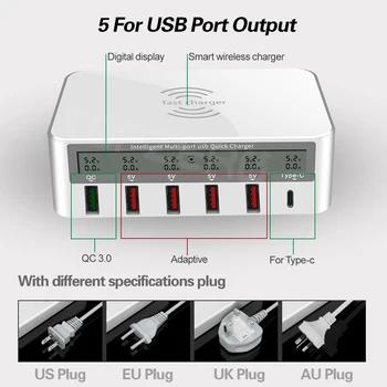 Bezprzewodowa ładowarka QI Quick Charge 3.0 USB ładowarka dla Samsung S10 Fast Charger Socket adapter koncentratora usb ładowarka dla iPhone Huawei Xiomi