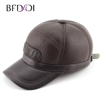 BFDADI 2020 nowy przyjazd kapelusz prawdziwa jesień-zima skórzana czapka czapka z daszkiem regulowana dla mężczyzn czarne kapelusze Darmowa wysyłka