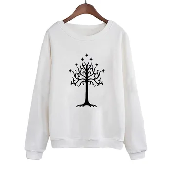 Białe drzewo Gondoru bluza Harajuku sweter sweter kobiety bluzy Crewneck codzienny kobiecy strój sportowy