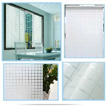 Biały wzór kwadratowy okienna samoprzylepna naklejka PET Water-Proof взрывозащищенная ochrona prywatności Home Deorative Glass Film