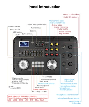 Bluetooth Audio Sound Mixing Console MP3 Module Record Guitar Mic W. optyczny współosiowe wejście Aux wyjście analogowe I2S Spectrum USB