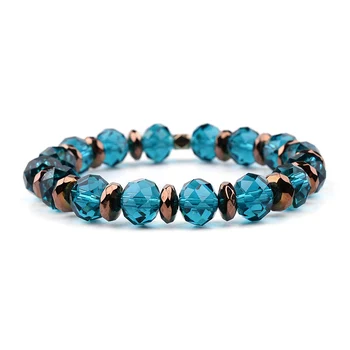 BOJIU 5 szt./kpl. gorące elastyczne kryształowe bransoletki urok dla kobiet modny kolorowy Kryształ hematyt miedziane bryłki bransoletka BCSET212