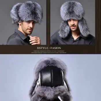 Bombowiec czapki zimowe mężczyźni ciepła rosyjska ушанка kapelusz z ушным zaworem faux futro Trapper czapka ушанка