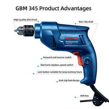 Bosch Electric Drill GBM 345 śrubokręt Elektryczny narzędzie wielofunkcyjne 220V wiertarka elektryczna (wyślij 5 oryginalnych wierteł Dits)