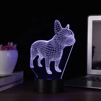 Buldog francuski 3D lampa stołowa LED kolorowe pies nocne dziecko prezent na urodziny USB Sleep Light Touch/Remote Lamp Home Decoration