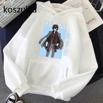 Bungou Bezpański Pies Bluza Z Kapturem Anime Druku Harajuku Plus Rozmiar Bluzy Męskie Zimowe Studenckie Pary Odzież Casual Ciepła Bluza