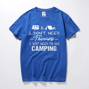 Camping Therapy T-Shirt Cotton Camper Tent Caravan Campsite Tops Fashion Short Sleeve T shirt Camisetas Hombre Streetwear