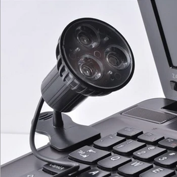 Centechia New 1szt Super Bright 3 LED Port Clip On Spot USB Light lampa do laptopa PC laptop czarny