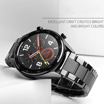 Ceramiczny 22 mm pasek do zegarka Samsung Galaxy watch 46 mm 3 45 mm pasek Gear S3 Frontier bransoletka pasek naręczny Huawei watch GT 2 Pasek