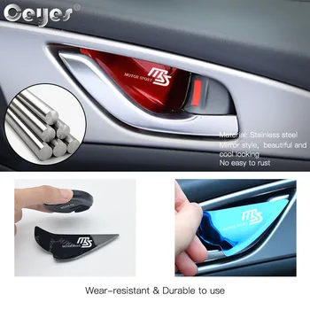 Ceyes akcesoria samochodowe drzwi miska uchwyt pokrywa wykończenie auto naklejka dla Mazda MS Motor Sport dla Mazda Speed CX5 CX4 3 6 Atenza Axela