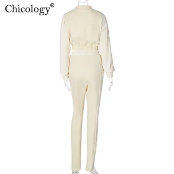 Chicology Dres Biegacze Z Dwóch Części Zestaw Z Długim Rękawem Crop Top Spodnie 2020 Zima Jesień Odzież Kobiety 2 Szt Stroje Lounge Wear