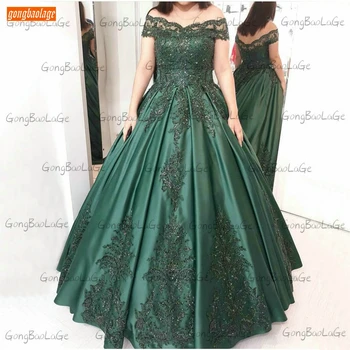 Ciemno-Zielona Suknia Wieczorowa Długa Sukienka Z Aplikacją Satynowa Suknia Suknie Wieczorowe Kobiety 2020 Vestidos De Fiesta Largos Elegantes De Gala