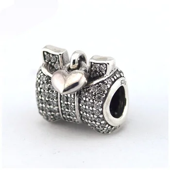 Clear CZ Bow & Love Heart kryształowe koraliki do srebra 925 oryginalne wisiorki bransoletki DIY wnioski srebrne koraliki do tworzenia biżuterii