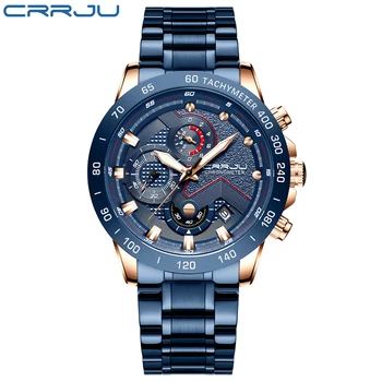 CRRJU 2021 nowa moda mężczyzna zegarka ze stali nierdzewnej top luksusowej marki sportowy chronograf kwarcowy zegarek mężczyźni Relogio Masculino