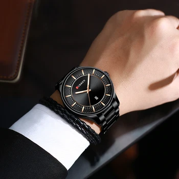 CURREN Man Fashion zegarek kwarcowy Top Brand Man Zegarki Clock Men Business stalowe zegarek z datą klasyczny czarny męski Xfcs