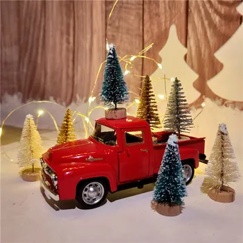Czerwony Metal Vintage Ciężarówka Świąteczny Stół Wystrój Dziecko, Urodziny, Nowy Rok Prezent Na Boże Narodzenie Choinka Dekoracja Wystrój Domu Natal