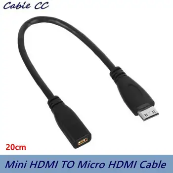 D-type Micro HDMI v1.4 złącze Żeńskie do C-type mini HDMI męski konwerter kabel do laptopa, kamery cyfrowe kamery 20 cm