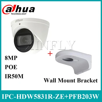 Dahua IPC-HDW5831R-ZE 4K 8MP Eyeball Network Camera POE 2.7 ~12mm IR IP67 SD wbudowany mikrofon z uchwytem ściennym PFB203W